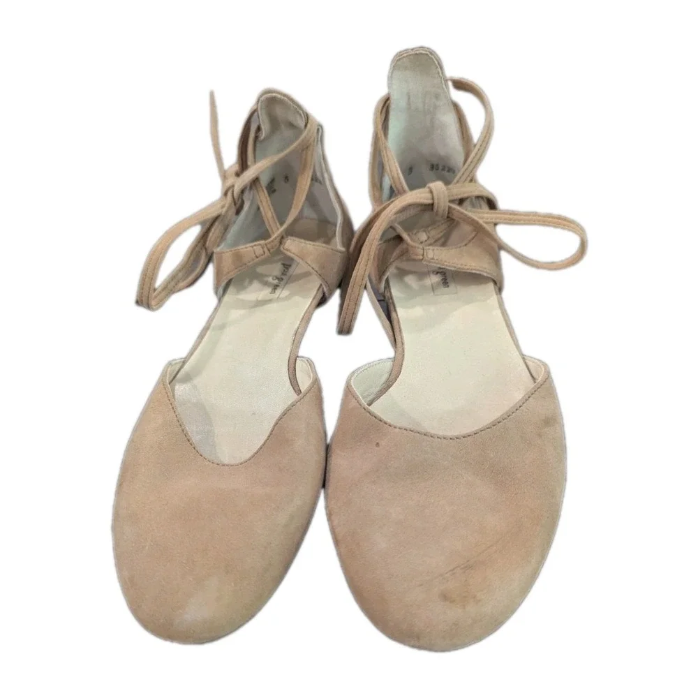 Paul Green LYDIA Beige Suede D'Orsay Ankle Wrap Ballet Flats Size 5